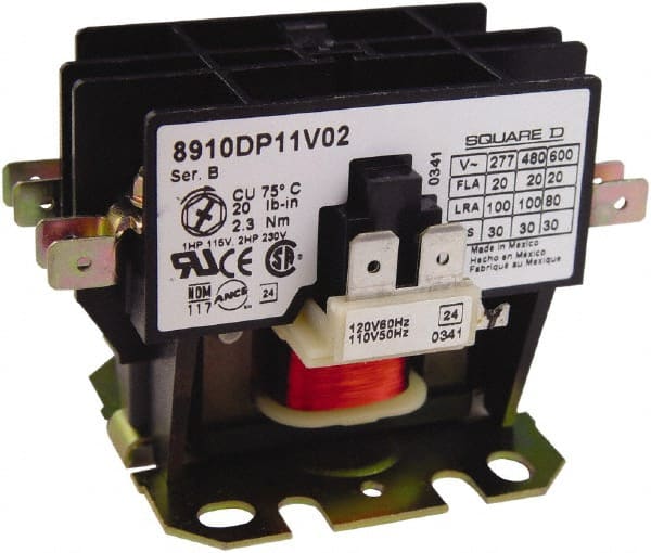 Square D - 2 Pole, 25 Amp Inductive Load, Definite Purpose Contactor - 35 Amp Resistive Rating - Exact Tooling