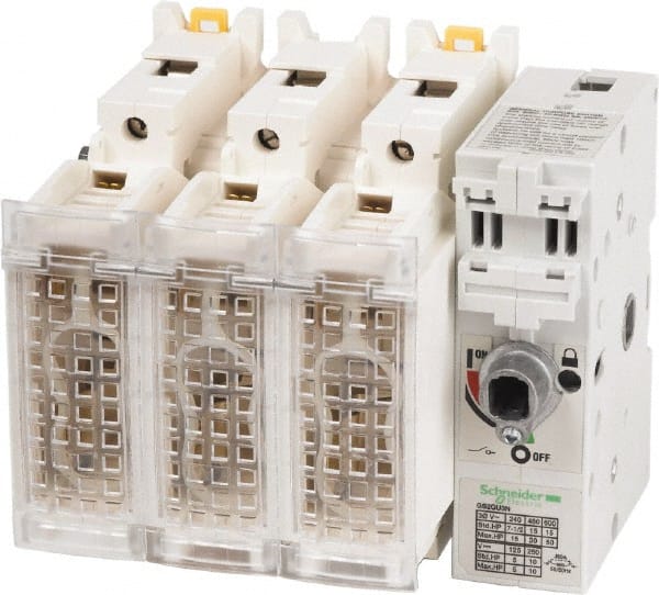 Schneider Electric - 3 Pole, 600 Volt, 60 Amp, Pressure Plate Fuse Holder - Compatible with J Class, 149mm Wide Fuse - Exact Tooling