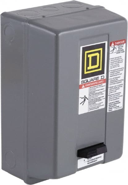 Square D - 440 Coil VAC at 50 Hz, 480 Coil VAC at 60 Hz, 18 Amp, Nonreversible Enclosed Enclosure NEMA Motor Starter - 3 Phase hp: 3 at 200 VAC, 3 at 230 VAC, 5 at 460 VAC, 5 at 575 VAC, 1 Enclosure Rating - Exact Tooling