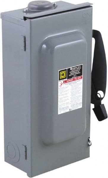 Square D - 100 Amp, 240 V, 3 Pole Nonfused Safety Switch - NEMA 3R, 15 hp at 240 VAC (Single Phase), 30 hp at 240 VAC (Triple Phase), 3PST Contact Form - Exact Tooling