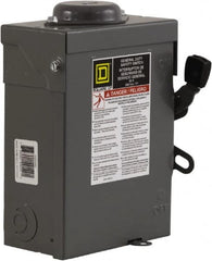 Square D - 60 Amp, 240 V, 2 Pole Nonfused Safety Switch - NEMA 3R, 10 hp at 240 VAC (Single Phase), DPST Contact Form - Exact Tooling