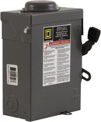 Square D - 30 Amp, 240 V, 3 Pole Fused Safety Switch - NEMA 3R, 3 hp at 240 VAC (Single Phase), 7.5 hp at 240 VAC (Triple Phase), 3PST Contact Form - Exact Tooling