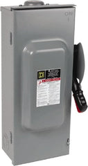 Square D - 100 Amp, 600 VAC/VDC, 3 Pole Fused Safety Switch - NEMA 3R, 30 hp at 480 VAC (Single Phase), 75 hp at 600 VAC, 50 hp at 600 VDC (Triple Phase), 3PST Contact Form - Exact Tooling