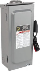 Square D - 60 Amp, 240 VAC, 250 VDC, 3 Pole Fused Safety Switch - NEMA 3R, 10 hp at 240 VAC, 10 hp at 250 VDC (Single Phase), 15 hp at 240 VAC, 10 hp at 250 VDC (Triple Phase), 3PST Contact Form - Exact Tooling