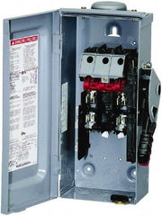 Square D - 30 Amp, 240 VAC, 250 VDC, 2 Pole Fused Safety Switch - NEMA 3R, 3 hp at 240 VAC (Single Phase), 7.5 hp at 240 VAC, 5 hp at 250 VDC (Triple Phase), DPST Contact Form - Exact Tooling