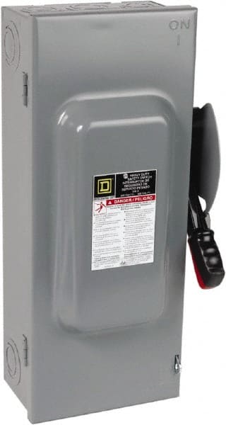 Square D - 100 Amp, 600 VAC/VDC, 3 Pole Nonfused Safety Switch - NEMA 1, 40 hp at 600 VAC, 50 hp at 600 VDC (Single Phase), 100 hp at 600 VAC, 50 hp at 600 VDC (Triple Phase), 3PST Contact Form - Exact Tooling