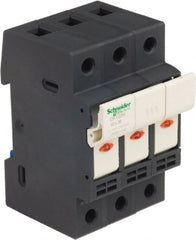 Schneider Electric - 3 Pole, 600 Volt, 32 Amp, DIN Rail Mount Fuse Holder - Compatible with 38mm Long x 52mm Wide and 10mm Diameter Fuse - Exact Tooling