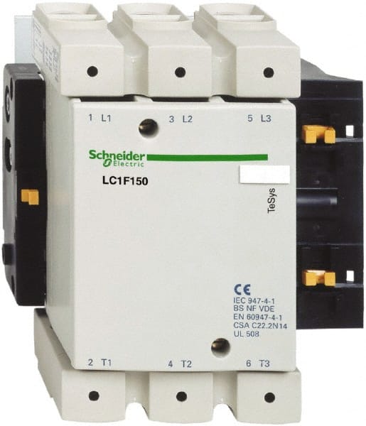 Schneider Electric - 3 Pole, 24 Coil VDC, 250 Amp at 440 VAC, Nonreversible IEC Contactor - Bureau Veritas, CCC, CSA, DNV, EN/IEC 60947-1, EN/IEC 60947-4-1, GL, JEM 1038, LROS, RINA, RMRoS, RoHS Compliant, UL Listed - Exact Tooling
