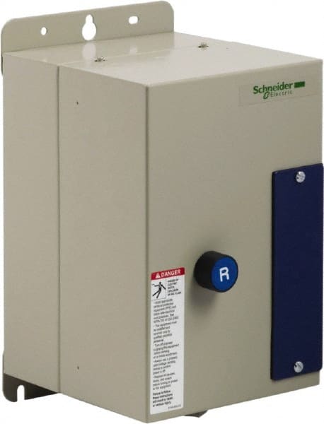 Schneider Electric - 9 Amp, 120 Coil VAC, Nonreversible Enclosed IEC Motor Starter - 1 Phase Hp: 0.3 at 120 VAC, 1 at 240 VAC, 3 Phase Hp: 2 at 208 VAC, 2 at 230 VAC, 5 at 460 VAC, 7.5 at 575 VAC - Exact Tooling