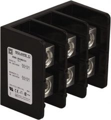 Square D - 3 Poles, 250 (Aluminium), 310 (Copper) Amp, Phenolic Power Distribution Block - 600 VAC, 1 Primary Connection - Exact Tooling