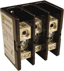 Square D - 3 Poles, 135 (Aluminium), 175 (Copper) Amp, Phenolic Power Distribution Block - 600 VAC, 1 Primary Connection - Exact Tooling