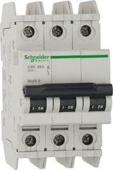 Schneider Electric - 25 Amp, 125 VDC, 240 VAC, 60 VDC, 3 Pole, DIN Rail Mount, Fixed Mount Miniature Circuit Breaker - Thermal Magnetic Trip, Multiple Breaking Capacity Ratings, 73mm Deep x 107mm High x 54mm Wide - Exact Tooling
