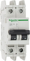 Schneider Electric - 1 Amp, 125 VDC, 240 VAC, 60 VDC, 1 Pole, DIN Rail Mount, Fixed Mount Miniature Circuit Breaker - Thermal Magnetic Trip, Multiple Breaking Capacity Ratings, 73mm Deep x 107mm High x 36mm Wide - Exact Tooling