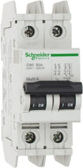 Schneider Electric - 30 Amp, 125 VDC, 240 VAC, 60 VDC, 1 Pole, DIN Rail Mount, Fixed Mount Miniature Circuit Breaker - Thermal Magnetic Trip, Multiple Breaking Capacity Ratings, 73mm Deep x 107mm High x 36mm Wide - Exact Tooling