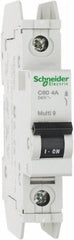 Schneider Electric - 4 Amp, 125 VDC, 240 VAC, 60 VDC, 1 Pole, DIN Rail Mount, Fixed Mount Miniature Circuit Breaker - Thermal Magnetic Trip, Multiple Breaking Capacity Ratings, 73mm Deep x 107mm High x 18mm Wide - Exact Tooling