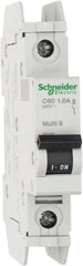Schneider Electric - 1 Amp, 125 VDC, 240 VAC, 60 VDC, 1 Pole, DIN Rail Mount, Fixed Mount Miniature Circuit Breaker - Thermal Magnetic Trip, Multiple Breaking Capacity Ratings, 73mm Deep x 107mm High x 18mm Wide - Exact Tooling
