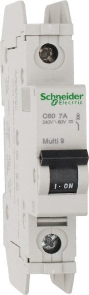 Schneider Electric - 7 Amp, 125 VDC, 240 VAC, 60 VDC, 1 Pole, DIN Rail Mount, Fixed Mount Miniature Circuit Breaker - Thermal Magnetic Trip, Multiple Breaking Capacity Ratings, 73mm Deep x 107mm High x 18mm Wide - Exact Tooling