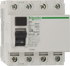 Schneider Electric - 25 Amp, 240 VAC, 277 VAC, 400 VAC, 415 VAC, 4 Pole, Residual Current Device - Exact Tooling
