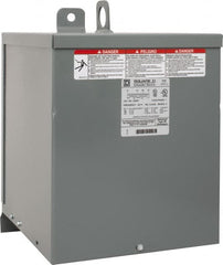 Square D - 1 Phase, 480 Volt Input, 120/240 VAC Output, 60 Hz, 5 kVA, General Purpose Transformer - 3R NEMA Rating, 9.75 Inch Wide x 11-3/4 Inch Deep x 14-3/4 Inch High, Wall Mount - Exact Tooling