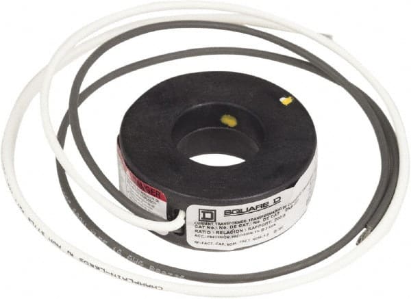 Square D - 200 Amp AC Input, 5 Amp AC Output, Panel Meter Current Transformer - Flying Lead Terminal, For Use with AC Ammeter - Exact Tooling