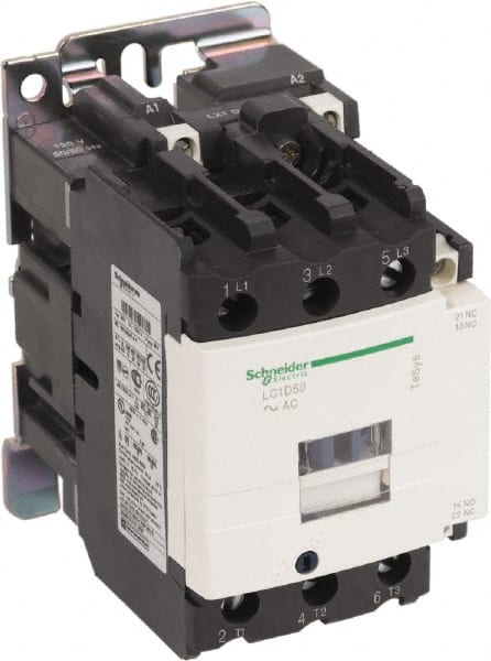 Schneider Electric - 3 Pole, 120 Coil VAC at 50/60 Hz, 50 Amp at 440 VAC and 80 Amp at 440 VAC, Nonreversible IEC Contactor - Exact Tooling