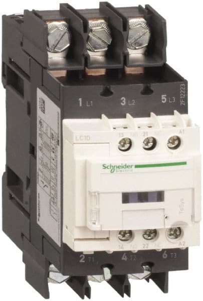 Schneider Electric - 3 Pole, 120 Coil VAC at 50/60 Hz, 65 Amp at 440 VAC, Nonreversible IEC Contactor - CCC, CSA, CSA C22.2 No. 14, EN/IEC 60947-4-1, EN/IEC 60947-5-1, GOST, RoHS Compliant, UL 508, UL Listed - Exact Tooling