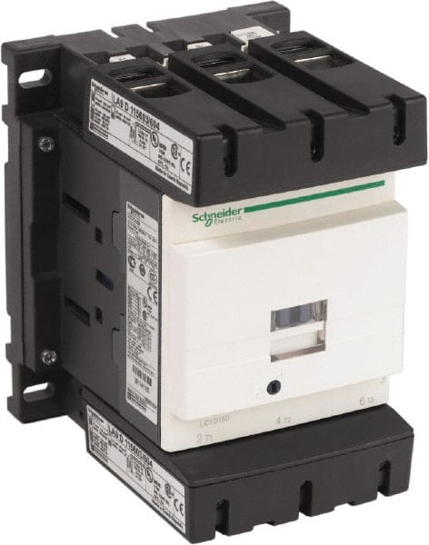 Schneider Electric - 3 Pole, 120 Coil VAC at 50/60 Hz, 150 Amp at 440 VAC, Nonreversible IEC Contactor - Bureau Veritas, CCC, CSA, CSA C22.2 No. 14, DNV, EN/IEC 60947-4-1, EN/IEC 60947-5-1, GL, GOST, LROS, RINA, RoHS Compliant, UL 508, UL Listed - Exact Tooling