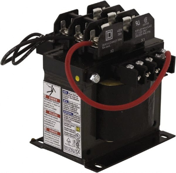 Square D - 350 VA, Top Mount Fuse Block Control Transformer - 50/60 Hz, 5.11 Inch Deep x 5.13 Inch High - Exact Tooling