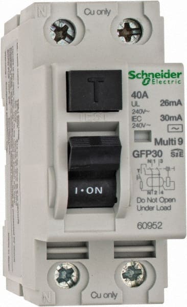 Schneider Electric - 40 Amp, 240 VAC, 2 Pole, Residual Current Device - Exact Tooling