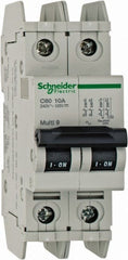 Schneider Electric - 10 Amp, 125 VDC, 240 VAC, 60 VDC, 1 Pole, DIN Rail Mount, Fixed Mount Miniature Circuit Breaker - Thermal Magnetic Trip, Multiple Breaking Capacity Ratings, 73mm Deep x 107mm High x 36mm Wide - Exact Tooling