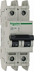 Schneider Electric - 2 Amp, 125 VDC, 240 VAC, 60 VDC, 1 Pole, DIN Rail Mount, Fixed Mount Miniature Circuit Breaker - Thermal Magnetic Trip, Multiple Breaking Capacity Ratings, 73mm Deep x 107mm High x 36mm Wide - Exact Tooling