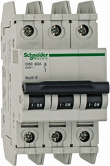 Schneider Electric - 20 Amp, 125 VDC, 240 VAC, 60 VDC, 3 Pole, DIN Rail Mount, Fixed Mount Miniature Circuit Breaker - Thermal Magnetic Trip, Multiple Breaking Capacity Ratings, 73mm Deep x 107mm High x 54mm Wide - Exact Tooling