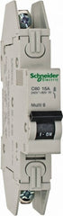 Schneider Electric - 15 Amp, 120/240 VAC, 1 Pole, DIN Rail Mounted Miniature Circuit Breaker - Thermal Magnetic Trip, 10 kA at 240 VAC Breaking Capacity, 14-4 AWG, 73mm Deep x 123.4mm High x 18mm Wide - Exact Tooling