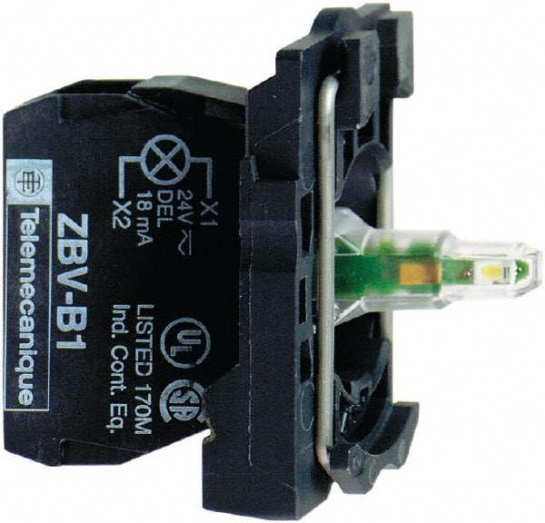 Schneider Electric - 24 VAC/VDC at 50/60 Hz Green Lens LED Indicating Light - Screw Clamp Connector, Electromagnetic Field Resistant, Electrostatic Discharge Resistant, Vibration Resistant - Exact Tooling