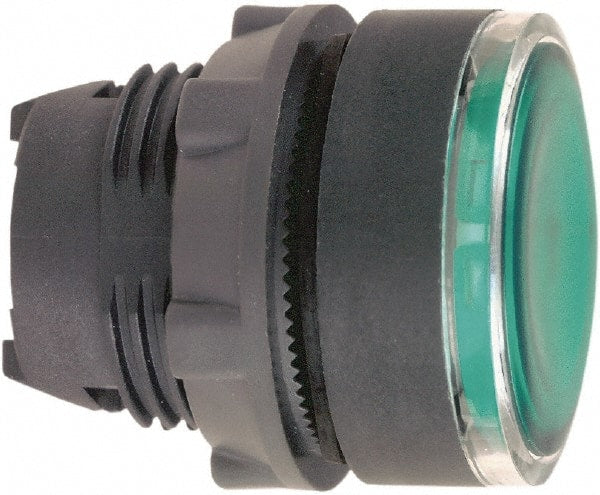 Schneider Electric - 22mm Mount Hole, Flush, Pushbutton Switch Only - Round, Green Pushbutton, Illuminated, Maintained (MA) - Exact Tooling