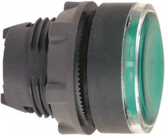 Schneider Electric - 22mm Mount Hole, Flush, Pushbutton Switch Only - Round, Green Pushbutton, Illuminated, Maintained (MA) - Exact Tooling