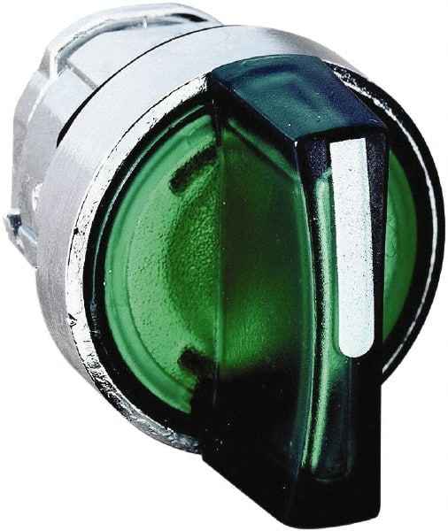 Schneider Electric - 22mm Mount Hole, 2 Position, Handle Operated, Selector Switch - Green, Maintained (MA), Illuminated, Shock, Vibration and Water Resistant - Exact Tooling