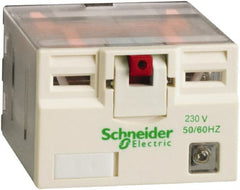 Schneider Electric - 3,750 VA Power Rating, Electromechanical Plug-in General Purpose Relay - 15 Amp at 250 VAC & 28 VDC, 4CO, 230 VAC - Exact Tooling