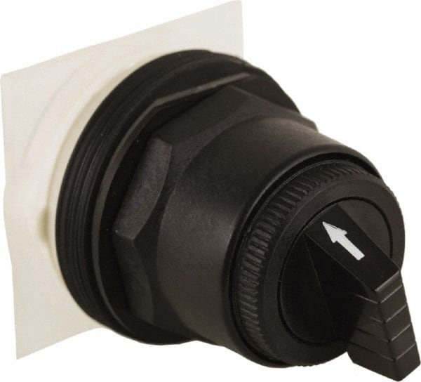 Schneider Electric - 30mm Mount Hole, 3 Position, Knob and Pushbutton Operated, Selector Switch Only - Black, Maintained (MA), without Contact Blocks, Anticorrosive, Weatherproof, Dust and Oil Resistant - Exact Tooling
