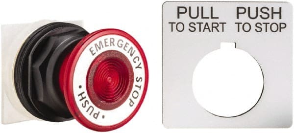 Schneider Electric - 30mm Mount Hole, Extended Straight, Pushbutton Switch Only - Red Pushbutton, Maintained (MA) - Exact Tooling