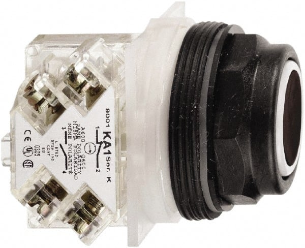 Schneider Electric - 30mm Mount Hole, Flush, Pushbutton Switch with Contact Block - Octagon, Black Pushbutton, Momentary (MO) - Exact Tooling