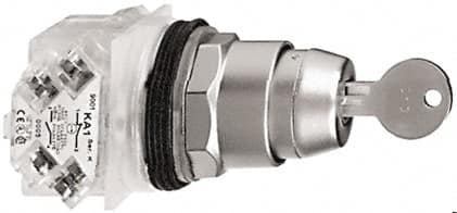 Schneider Electric - 30mm Mount Hole, 3 Position, Key Operated, Selector Switch Only - Maintained (MA), without Contact Blocks, Shock and Vibration Resistant - Exact Tooling