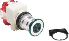 Schneider Electric - 30mm Mount Hole, Extended Straight, Pushbutton Switch with Contact Block - Green Pushbutton, Maintained (MA), Momentary (MO) - Exact Tooling