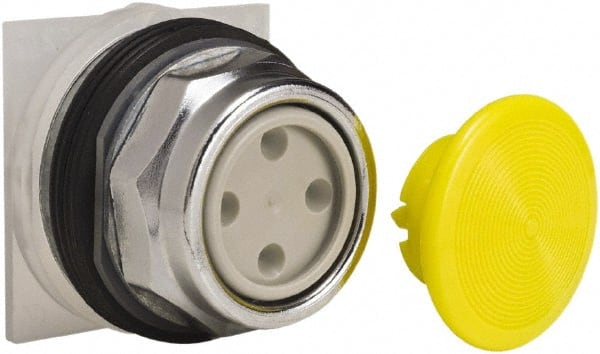 Schneider Electric - 30mm Mount Hole, Extended Straight, Pushbutton Switch Only - Yellow Pushbutton, Momentary (MO) - Exact Tooling