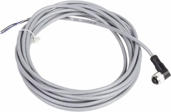 Telemecanique Sensors - 3 Amp, M12 4 Pin Elbowed Female Cordset Sensor and Receptacle - 250 VAC, 300 VDC, 5m Cable Length, IP67 Ingress Rating - Exact Tooling