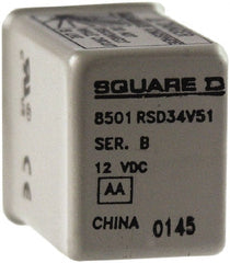 Square D - Electromechanical Plug-in General Purpose Relay - 5 Amp at 240 VAC, 4PDT, 12 VDC - Exact Tooling