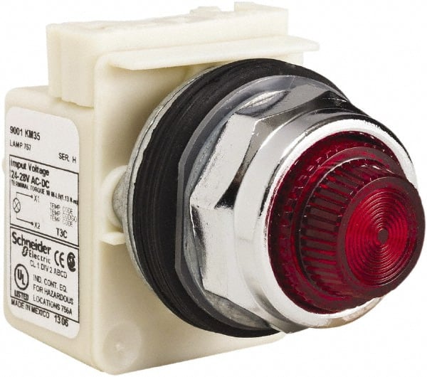 Schneider Electric - 28 V Red Lens Indicating Light - Screw Clamp Connector - Exact Tooling