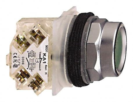 Schneider Electric - 30mm Mount Hole, Recessed, Pushbutton Switch with Contact Block - Octagon, Green Pushbutton, Momentary (MO) - Exact Tooling