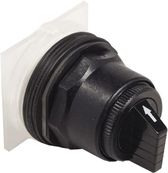 Schneider Electric - 30mm Mount Hole, 3 Position, Knob and Pushbutton Operated, Selector Switch Only - Black, Maintained (MA), without Contact Blocks, Anticorrosive, Weatherproof, Dust and Oil Resistant - Exact Tooling
