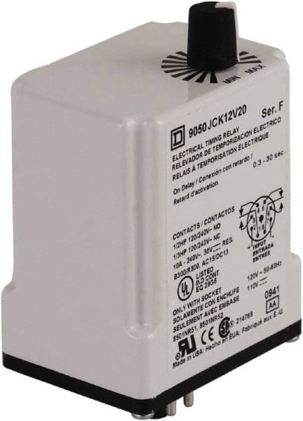 Square D - DPDT Time Delay Relay - 10 Contact Amp, 24 VAC/VDC - Exact Tooling